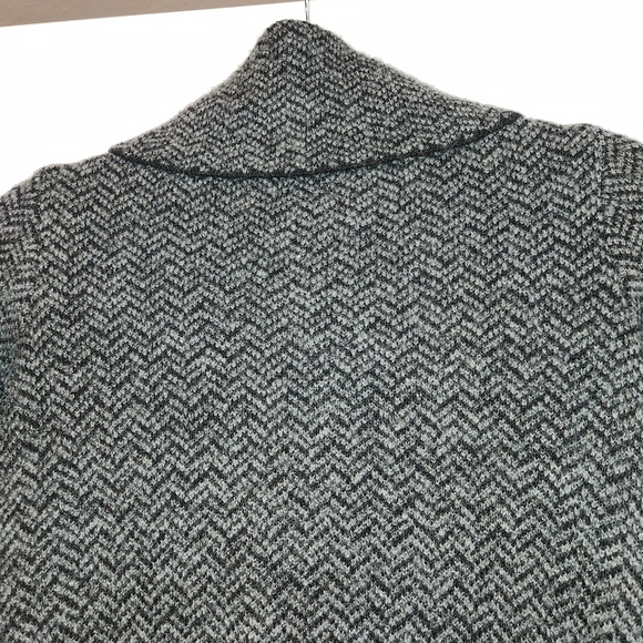 Tahari Wool Blend Open Front Longline Cardigan Size S Black & Gray Cross Front - Picture 6 of 13